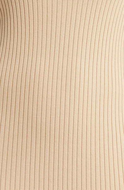 Shop Blanc Noir Colorblock Stripe Ribbed Midi Sweater Dress In Irish Cream/ White Alyssum