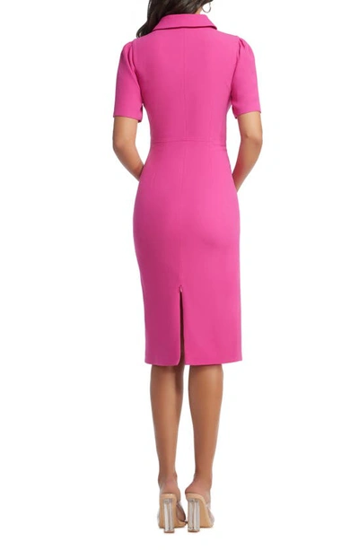 Dress The Population Gloria Front Zip Sheath Dress In Bright Fuchsia
