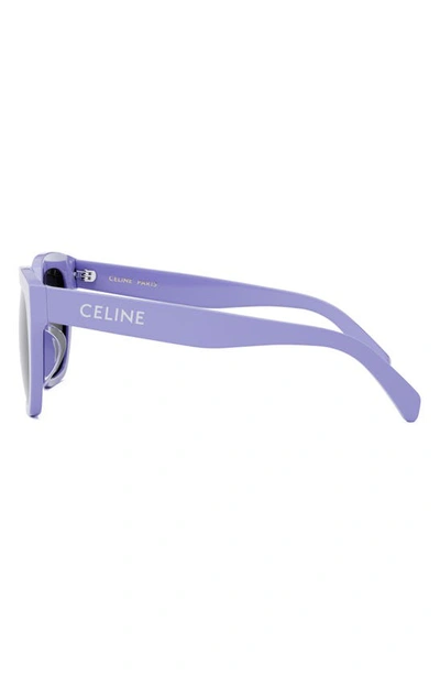 Shop Celine Monochroms 56mm Square Sunglasses In Shiny Lilac / Smoke