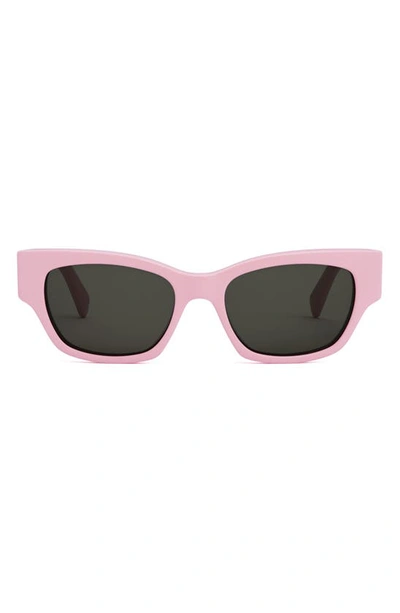 Shop Celine Monochroms 54mm Cat Eye Sunglasses In Shiny Pink / Smoke