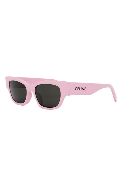 Celine Rectangle Acetate Sunglasses In Shiny Pink / Smoke