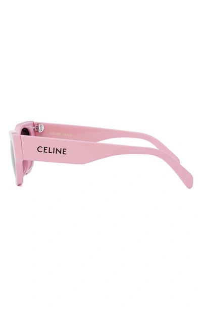 Shop Celine Monochroms 54mm Cat Eye Sunglasses In Shiny Pink / Smoke