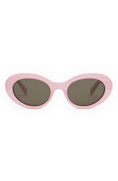 Shop Celine Bold 3 Dots 53mm Round Sunglasses In Shiny Pink / Roviex