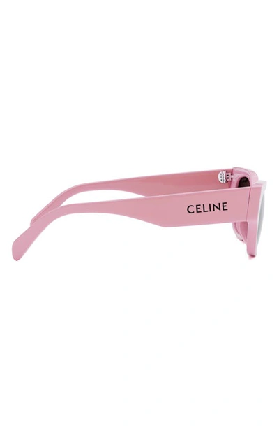 Shop Celine Monochroms 54mm Cat Eye Sunglasses In Shiny Pink / Smoke