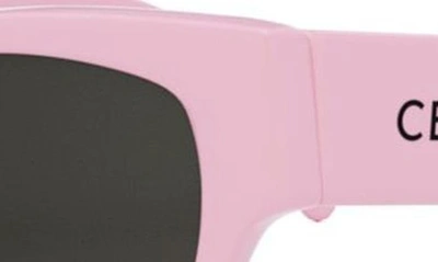 Shop Celine Monochroms 54mm Cat Eye Sunglasses In Shiny Pink / Smoke