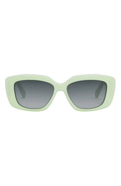 Celine Triomphe Rectangle Acetate Sunglasses In Shiny Light Green / Brown
