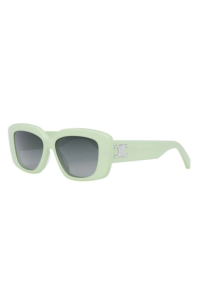 Celine Triomphe Rectangle Acetate Sunglasses In Shiny Light Green / Brown
