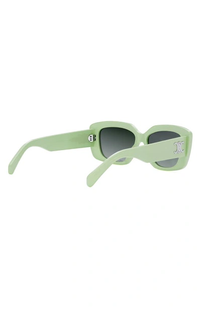 Celine Triomphe Rectangle Acetate Sunglasses In Shiny Light Green / Brown