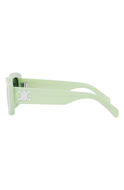 Celine Triomphe Rectangle Acetate Sunglasses In Shiny Light Green / Brown