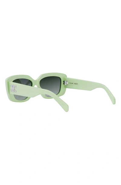 Celine Triomphe Rectangle Acetate Sunglasses In Shiny Light Green / Brown