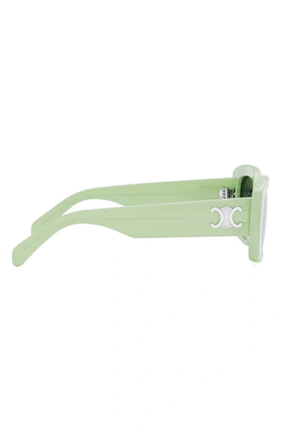 Celine Triomphe Rectangle Acetate Sunglasses In Shiny Light Green / Brown