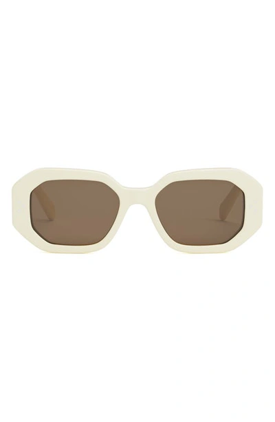 Shop Celine Bold 3 Dots 53mm Geometric Sunglasses In Ivory / Brown