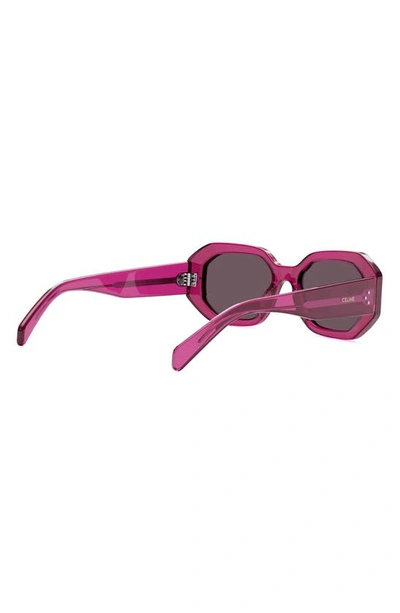 Shop Celine Bold 3 Dots 53mm Geometric Sunglasses In Shiny Violet / Brown