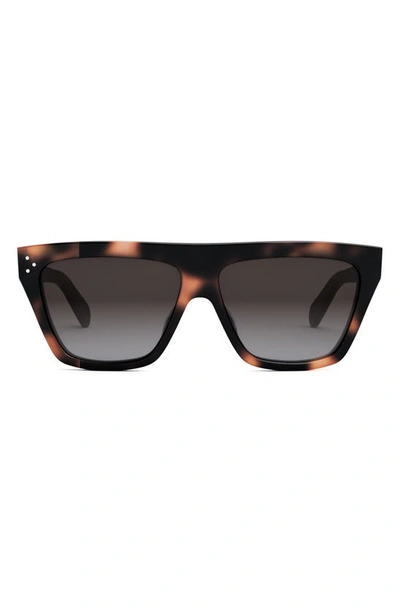 Shop Celine Bold 3 Dots 58mm Flat Top Sunglasses In Havana / Gradient Roviex