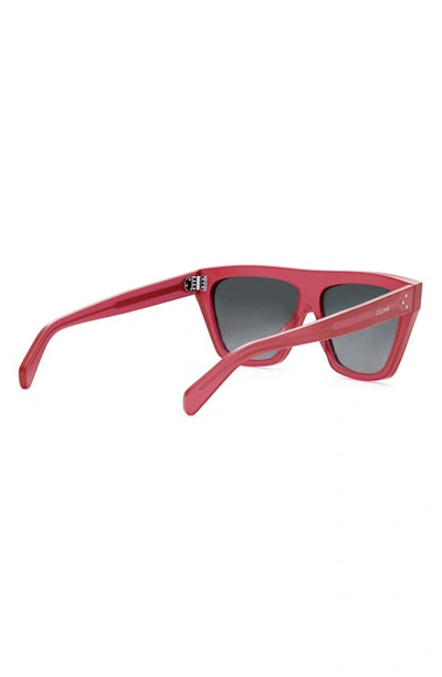 Shop Celine Bold 3 Dots 58mm Flat Top Sunglasses In Shiny Red / Gradient Smoke