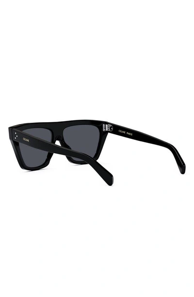 Shop Celine Bold 3 Dots 58mm Flat Top Sunglasses In Shiny Black / Smoke Polarized