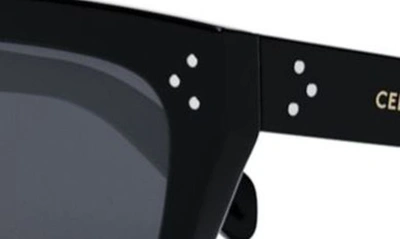 Shop Celine Bold 3 Dots 58mm Flat Top Sunglasses In Shiny Black / Smoke Polarized