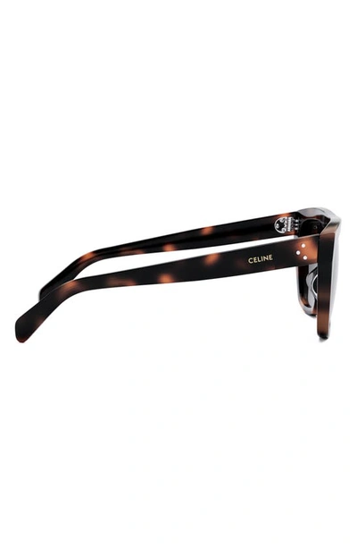 Shop Celine Bold 3 Dots 58mm Flat Top Sunglasses In Havana / Gradient Roviex