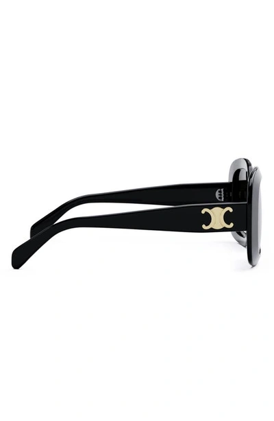 Shop Celine Triomphe 52mm Square Sunglasses In Shiny Black / Smoke