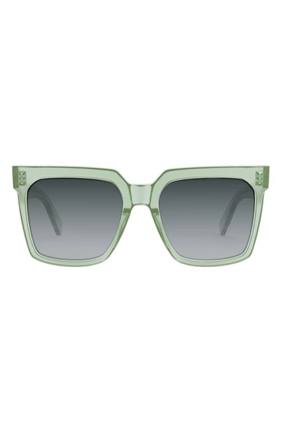 Shop Celine Bold 3 Dots 55mm Gradient Geometric Sunglasses In Shiny Light Green / Smoke