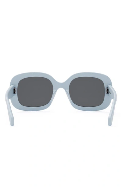 Shop Celine Triomphe 52mm Square Sunglasses In Shiny Light Blue / Smoke
