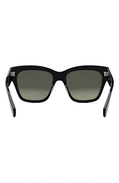 Shop Celine Triomphe 55mm Round Sunglasses In Shiny Black / Gradient Brown