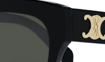 Celine Triomphe 55mm Round Sunglasses In Shiny Black / Gradient Brown