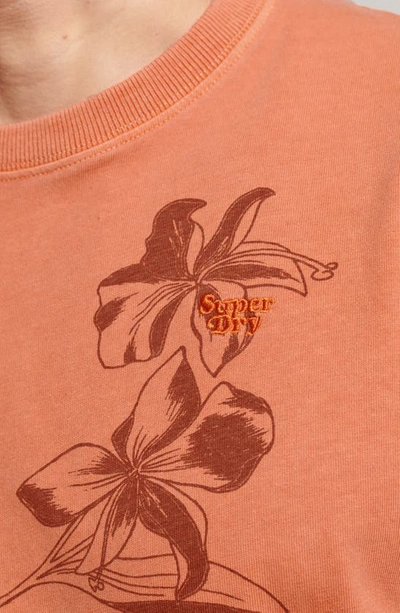 Shop Superdry Vintage Print T-shirt In Mango Orange Overdye