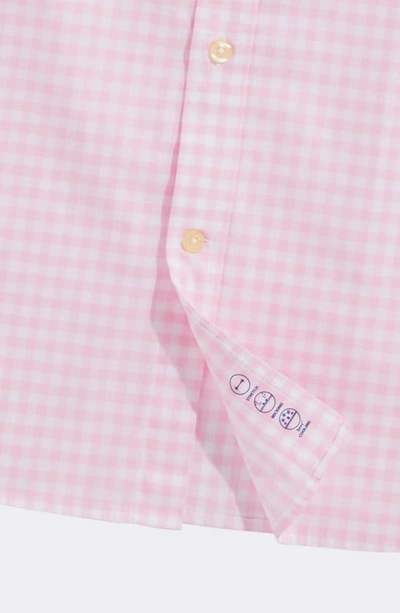 Shop Vineyard Vines Classic Fit On-the-go Brrrº Gingham Button-down Shirt In Pink Cloud