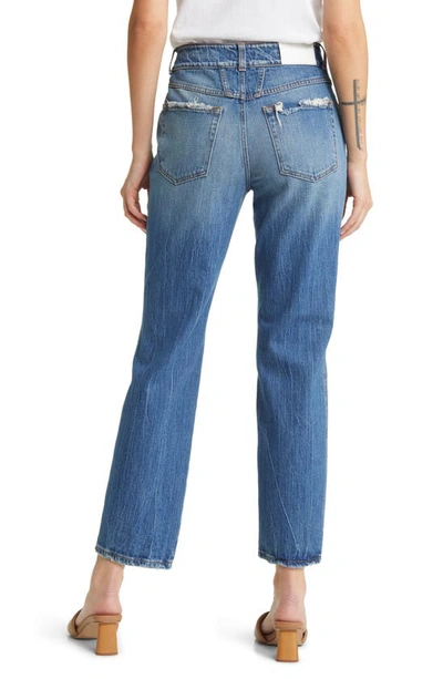 Shop Closed Milo Distressed Straight Leg Jeans In Mid Blue