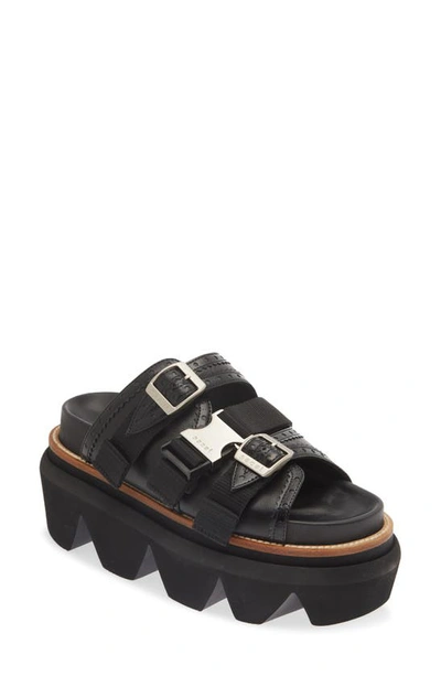 Shop Sacai Wingtip Slide Sandal In Black