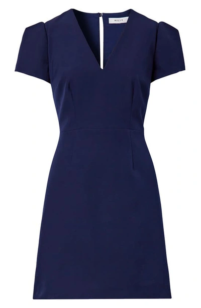 Shop Milly Atalie Puff Sleeve Sheath Dress In Navy