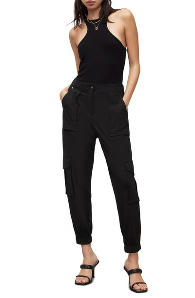 Shop Allsaints Frieda Cargo Jersey Trousers In Black