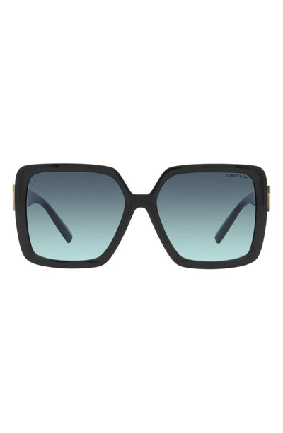 Shop Tiffany & Co 58mm Gradient Square Sunglasses In Black