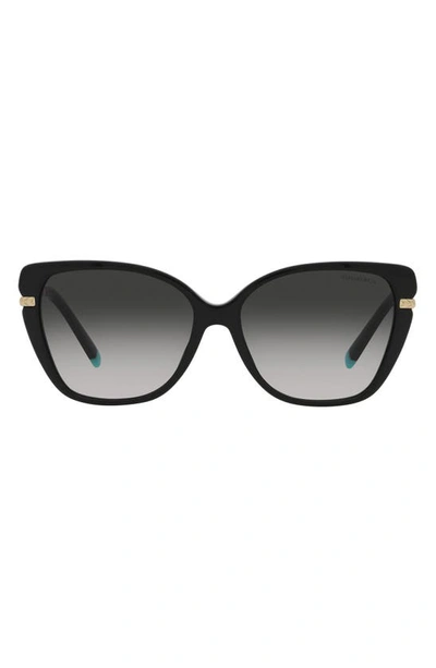 Shop Tiffany & Co 57mm Gradient Cat Eye Sunglasses In Black