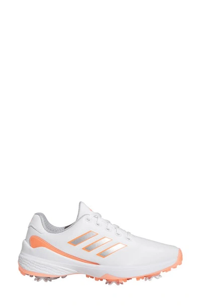 Shop Adidas Golf Zg23 Golf Shoe In White/ Coral/ Semisolred