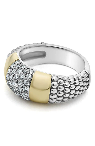 Shop Lagos High Bar Pavé Diamond Ring In Silver