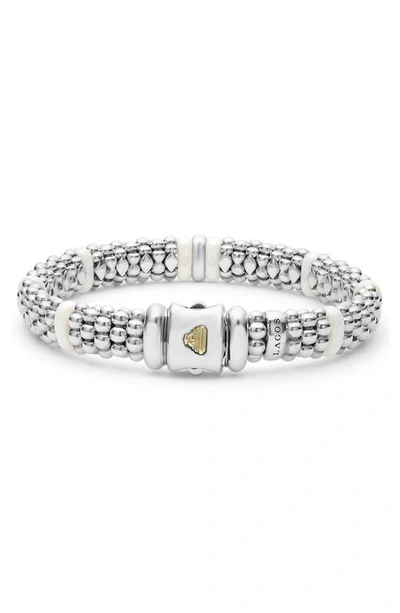 Shop Lagos White Caviar Diamond Station Bracelet In Silver/ Diamond