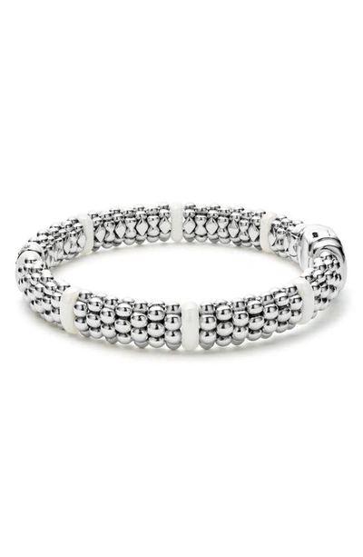Shop Lagos White Caviar Diamond Station Bracelet In Silver/ Diamond