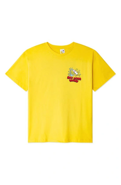Shop Sky High Farm Workwear Flatbrush Organic Cotton Graphic T-shirt In Yellow