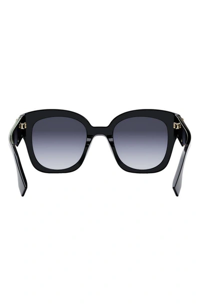 Shop Fendi The  First 63mm Square Sunglasses In Shiny Black / Gradient Blue