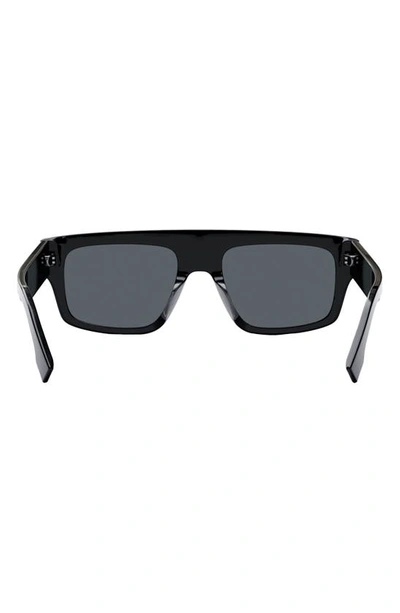 Shop Fendi Graphy 54mm Geometric Sunglasses In Shiny Black / Smoke