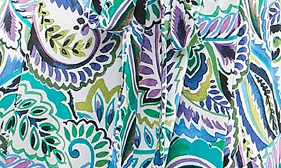 Nina Leonard Crewneck Three-quarter Sleeve Midi Dress In Green Multi