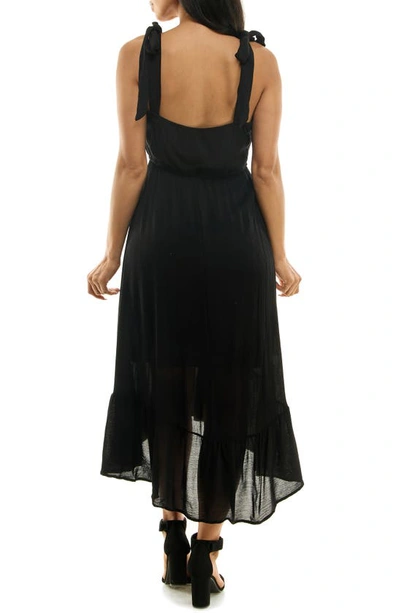 Shop Nina Leonard Tie Strap High-low Dress In Black