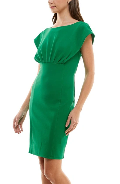 Nina Leonard Cap Sleeve Sheath Dress In Bright Green