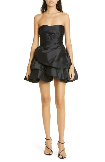 Shop Aje Daybreak Strapless Minidress In Black