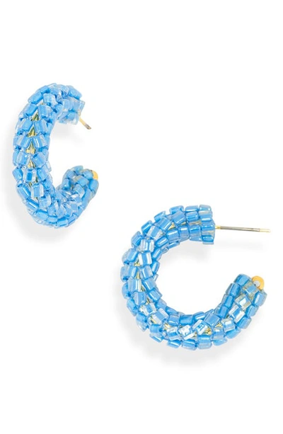 Shop Ayounik Beaded Hoop Earrings In Blue
