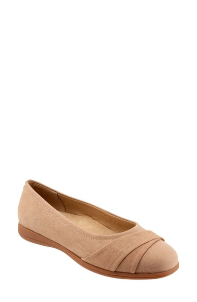 Shop Trotters Danni Leather & Suede Flat In Sand Nubuck