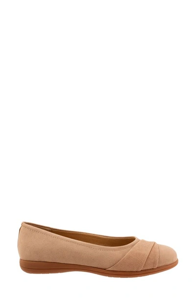 Shop Trotters Danni Leather & Suede Flat In Sand Nubuck