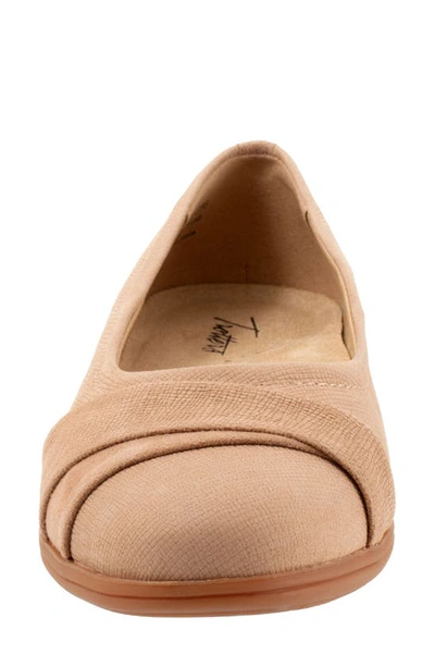 Shop Trotters Danni Leather & Suede Flat In Sand Nubuck